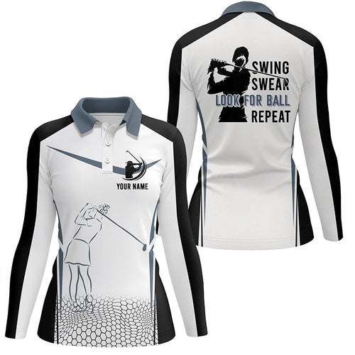 Black and white Womens golf polo shirts custom swing swear look for ball repeat golf tops for women NQS6525
