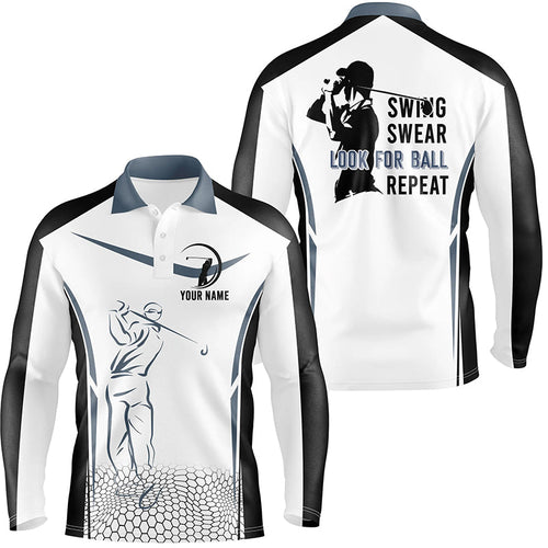 Black and white Mens golf polo shirt custom swing swear look for ball repeat men's golf shirts NQS6525