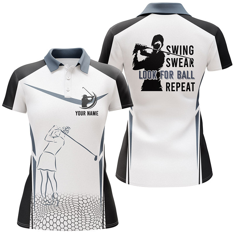 Black and white Womens golf polo shirts custom swing swear look for ball repeat golf tops for women NQS6525