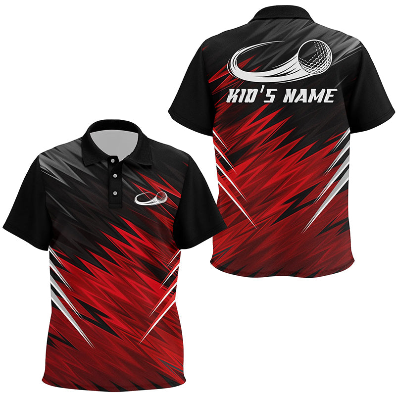 Kid golf polo shirts custom Red and black pattern shirt for Kid, personalized golf gifts NQS6987