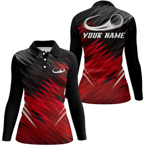 Women golf polo shirts custom Red and black pattern shirt for ladies, personalized golf gifts NQS6987