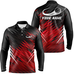 Mens golf polo shirts custom Red and black pattern shirt for mens, personalized golf gifts NQS6987