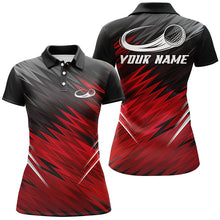 Load image into Gallery viewer, Women golf polo shirts custom Red and black pattern shirt for ladies, personalized golf gifts NQS6987