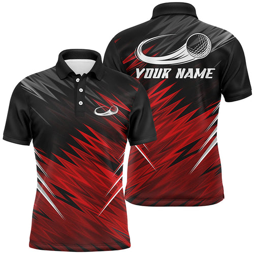 Mens golf polo shirts custom Red and black pattern shirt for mens, personalized golf gifts NQS6987