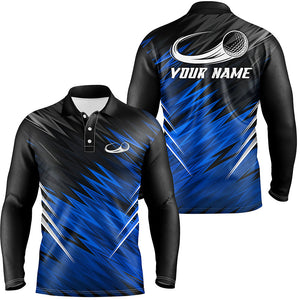 Mens golf polo shirts custom Blue and black pattern shirt for mens, personalized golf gifts NQS6988