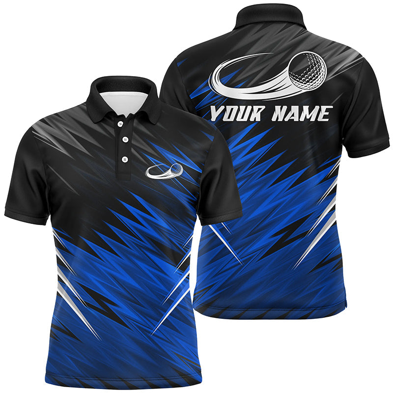 Mens golf polo shirts custom Blue and black pattern shirt for mens, personalized golf gifts NQS6988