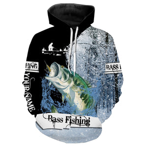 Largemouth Bass Ice Fishing 3D All Over Printed Shirts For Adult And Kid NQS295