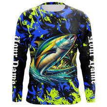 Load image into Gallery viewer, Tuna fishing green blue camo Custom UV protection performance long sleeve fishing shirt jerseys NQS7134