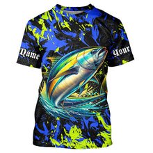 Load image into Gallery viewer, Tuna fishing green blue camo Custom UV protection performance long sleeve fishing shirt jerseys NQS7134