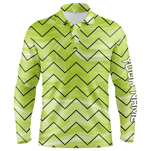 Mens golf polos shirts custom green stripe pattern mens golf tops, gifts for the golfer NQS7137