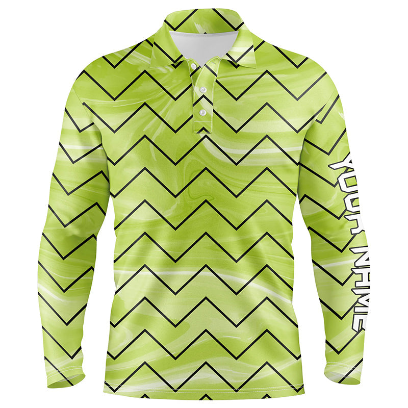 Mens golf polos shirts custom green stripe pattern mens golf tops, gifts for the golfer NQS7137