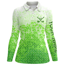 Load image into Gallery viewer, Womens golf polos shirts custom name green golf apparel, coolest polo shirts for ladies NQS7138