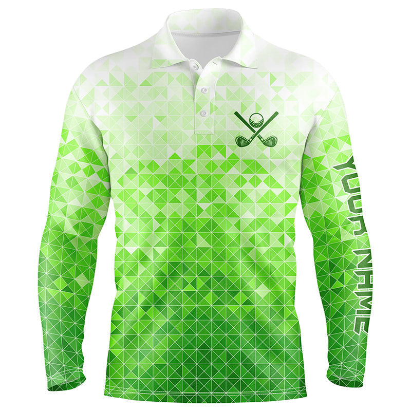 Mens golf polos shirts custom name green golf apparel, coolest polo shirts for mens NQS7138