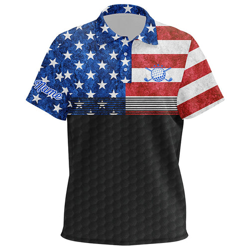 American flag black Kid golf polos shirts custom name patriotic golf shirts for Kid NQS7238