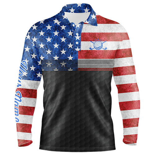 American flag black Mens golf polo shirts custom name patriotic golf shirts for mens NQS7238