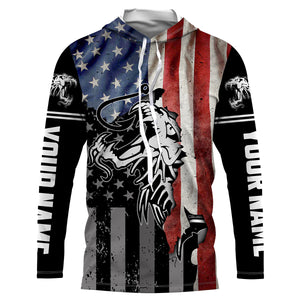 Fish reaper skull Fishing American Flag 4th July patriot Custom performance Patriotic Fishing Shirts NQS3565