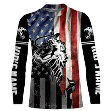 Load image into Gallery viewer, Fish reaper skull Fishing American Flag 4th July patriot Custom performance Patriotic Fishing Shirts NQS3565