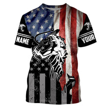 Load image into Gallery viewer, Fish reaper skull Fishing American Flag 4th July patriot Custom performance Patriotic Fishing Shirts NQS3565