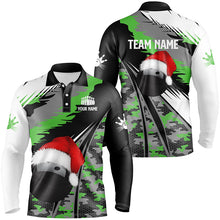 Load image into Gallery viewer, Mens polo bowling shirts Custom Christmas bowling ball green camo Bowling Team league Jersey NQS6794