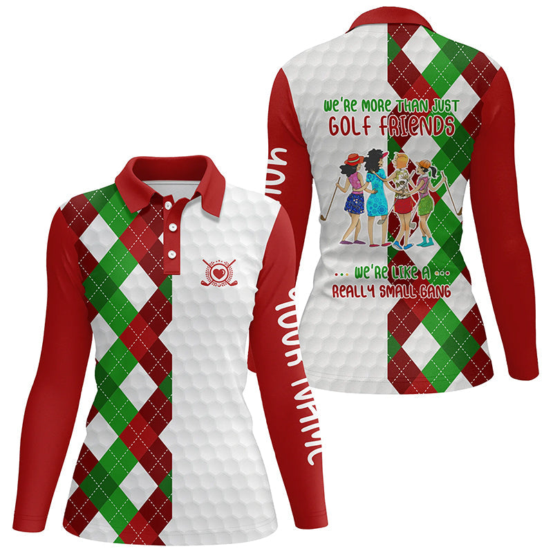 Christmas plaid pattern Women golf polo shirt custom were more than golf friends we're like small gang NQS6797