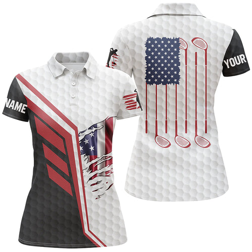 American flag golf clubs white golf balls skin custom Womens golf polo shirts, personalized golf gifts NQS4850