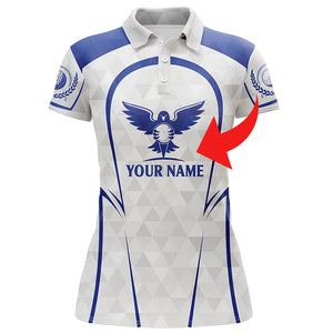 Golf clubs custom name and logo blue & white Womens golf polo shirts personalized golf gift NQS4855