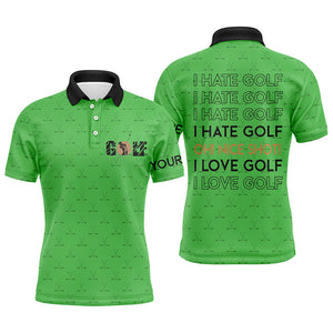 Funny Men golf polo shirts I hate golf nice shot I love golf custom green pattern golf polo shirts NQS7246