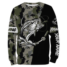 Load image into Gallery viewer, Largemouth Bass Fishing Camo Customize name 3D All over print shirts - personalized fishing gift for Adult and Kid - NQS427
