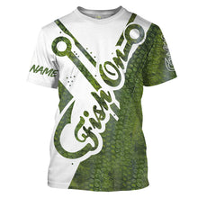 Load image into Gallery viewer, Fish on green fish hook Bass fishing Customize Name long sleeves fishing shirts NQS1922