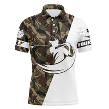 Load image into Gallery viewer, Mens white golf polo custom name camo golf shirts best mens golf wear golfer gift ideas NQS3431