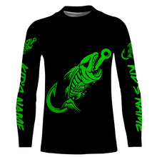 Load image into Gallery viewer, Customized green black Fish hook skull reaper sun protection performance long sleeve fishing jerseys NQS3566