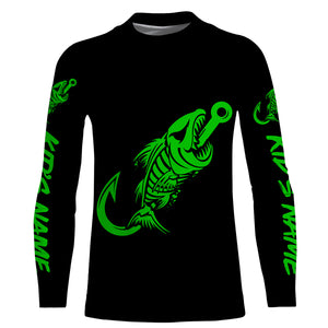 Customized green black Fish hook skull reaper sun protection performance long sleeve fishing jerseys NQS3566