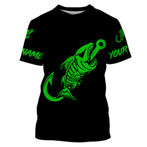 Customized green black Fish hook skull reaper sun protection performance long sleeve fishing jerseys NQS3566