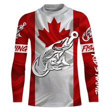 Load image into Gallery viewer, Canada Musky Fishing tattoo Custom long sleeve performance fishing shirts, Muskie fishing jerseys NQS3435