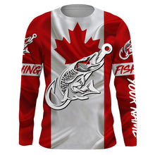 Load image into Gallery viewer, Canada Musky Fishing tattoo Custom long sleeve performance fishing shirts, Muskie fishing jerseys NQS3435