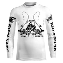 Load image into Gallery viewer, Personalized Fish reaper Fishing jerseys, fish skull Long Sleeve Fishing tournament shirts | White NQS3718