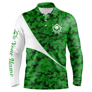 Personalized green camo golf shirt custom name Men golf polo shirts, gifts for golf lovers NQS4089