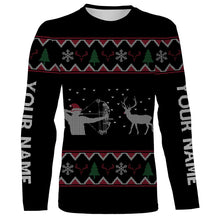 Load image into Gallery viewer, Funny Ugly Sweater pattern Bow Hunter Deer Hunting Customized name All over print Shirts, christmas shirt ideas for hunter - NQS2469