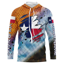 Load image into Gallery viewer, Texas slam redfish trout flounder scales Texas flag Custom patriotic fishing long sleeve shirts NQS6813