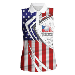 Women sleeveless golf polo shirt American flag custom team golf shirts, patriot golf tops for women NQS7256