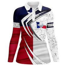 Load image into Gallery viewer, Women golf polo shirt Texas flag custom team golf shirts, patriot golf tops for women NQS7257