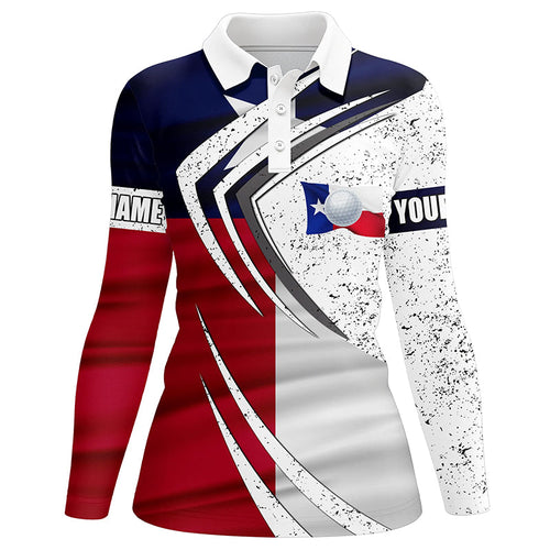 Women golf polo shirt Texas flag custom team golf shirts, patriot golf tops for women NQS7257