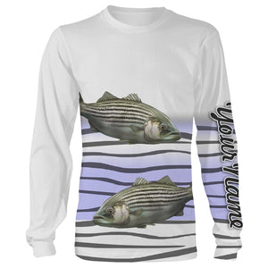 Striped Bass Fishing Customize Name 3D All Over Printed Shirts For Adult And Kid Personalized Fishing Gift NQS268