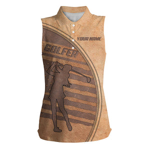 Personalized Womens sleeveless polo shirts American flag team golf shirt, custom name golf gifts NQS4299