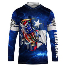 Load image into Gallery viewer, Texas Flag TX Bass Fishing US blue galaxy shirts for men custom Performance Long Sleeve UV protection NQSD100