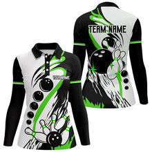 Load image into Gallery viewer, Black and white retro bowling league jerseys custom Women Bowling Polo Shirts, gifts for bowler| Green NQS7155