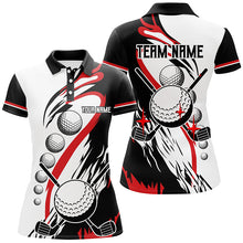 Load image into Gallery viewer, Black and white retro Womens golf polo shirts custom cool golf shirts, golfing gifts | Red NQS7156