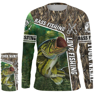 Personalized Bass Fishing Shirts, Love Fishing Camo 3D All Over Printed Shirts NQS210