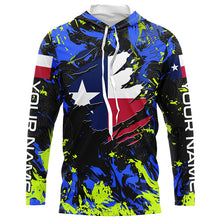 Load image into Gallery viewer, Blue green camo Texas flag patriot shirt Custom sun protection fishing long sleeve shirts NQS7264