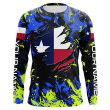 Load image into Gallery viewer, Blue green camo Texas flag patriot shirt Custom sun protection fishing long sleeve shirts NQS7264